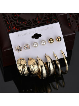 Yellow Chimes - Latest Collection Gold toned Hoop and Stud Earrings (Pack of 6)