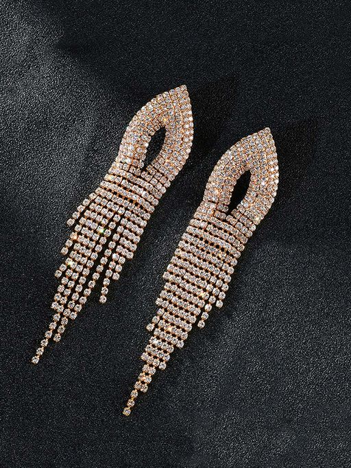 Yellow Chimes Elegant Latest Fashion Gold Plated Crystal Dangler Earrings