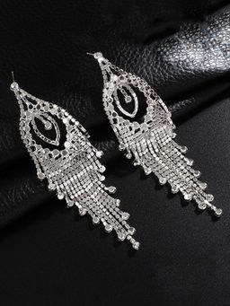 Yellow Chimes - Designer Latest Fashion Silver Plated Party Wear Crystal Dangler Earrings