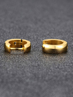 Yellow Chimes - Stainless Steel Gold Toned Huggie Hoop Earrings