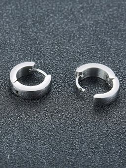 Yellow Chimes - Stainless Steel Silver Huggie Hoop Earrings