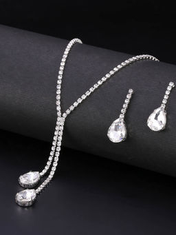 Yellow Chimes - Teardrop Shaped Zircon Necklace (Set of 2)