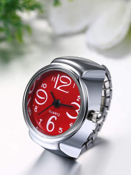 Yellow Chimes - Stainless Steel Red Dial Analog Stretchable Watch Ring