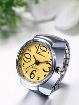 Yellow Chimes - Stainless Steel Yellow Dial Analog Stretchable Watch Ring