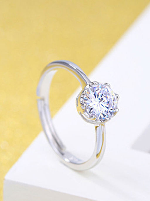 Yellow Chimes Elegant A5 Grade Crystal Studded Silver Plated Ring