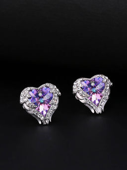 Yellow Chimes - Crystals From Swarovski Heart Shaped Stud Earrings