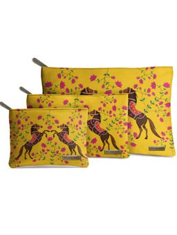 DailyObjects - Yellow Horse Duo Stash Pouch Set of 3
