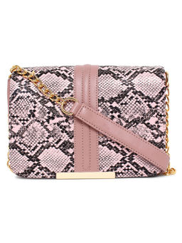 Yelloe - Pink Smart Sling Bag With Snake Print Effect
