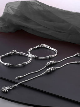 Yellow Chimes - Oxidised Trend Anklets (Pack of 2)