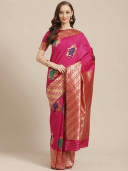 Sareemall - Pink Floral Printed Saree
