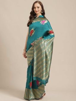 Sareemall - Green Floral Printed Saree