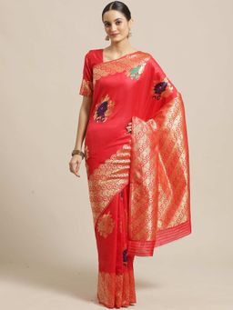 Sareemall - Red Floral Printed Saree