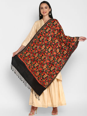Zamour Kashmiri Ricamo Nera Donne Ha Rubato Scialle Sciarpa Avvolgere Nozze Nuziale Sera In Lana Mistra With Frange Corte 72 Cm X 200 Cm Made In India 111974998