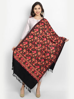 Zamour - Kashmiri Black Embroidery Stole For Women