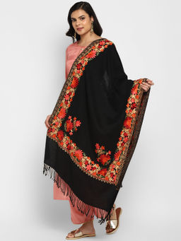 Zamour - Kashmiri Black Embroidery Stole For Women