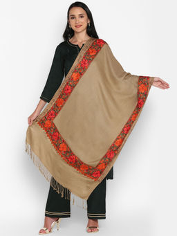 Zamour - Kashmiri Brown Embroidery Stole For Women