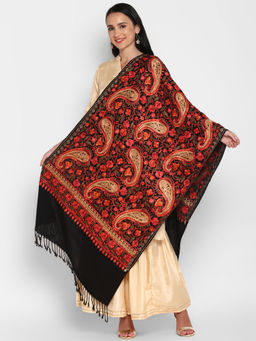 Zamour - Kashmiri Black Embroidery Stole For Women