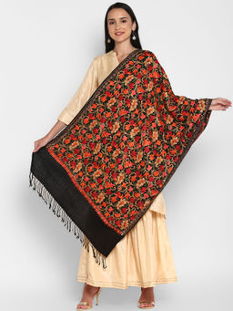 Zamour - Kashmiri Black Embroidery Stole For Women