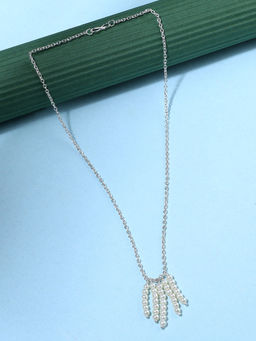Zaveri Pearls - Silver Tone Contemporary Cascading Waterfall Pearls Chain-ZPFK10438