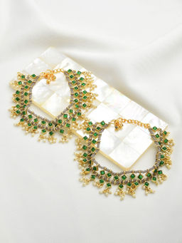 Zaveri Pearls - Green & Grey Traditional Kundan Payal (2 Anklets)-ZPFK11058