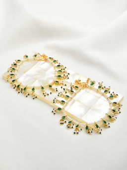 Zaveri Pearls - Green Traditional Kundan Payal (2 Anklets)-ZPFK11060