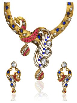 Zaveri Pearls - Multi-Color Stone Necklace With Earrings (Set of 2)