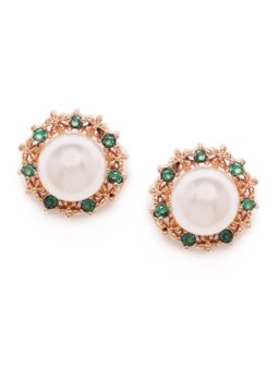 Zaveri Pearls - Green Cubic Zirconia Earrings