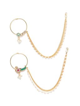 Zaveri Pearls - Gold Kundan Nose Rings (Pack of 2)