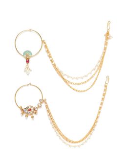 Zaveri Pearls - Gold Kundan Nose Rings (Pack of 2)