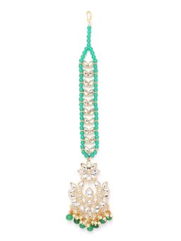 Zaveri Pearls - Green Kundan Maang Tikka
