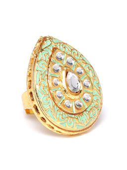 Zaveri Pearls - Green Kundan Ring