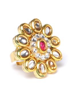 Zaveri Pearls - Pink Kundan Ring