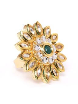 Zaveri Pearls - Green Kundan Ring