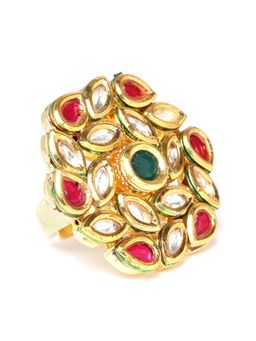 Zaveri Pearls - Pink Kundan Ring