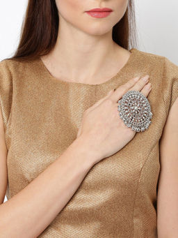 Zaveri Pearls - Antique Silver Tone Dangling Ghungroo Adjustable Finger Ring