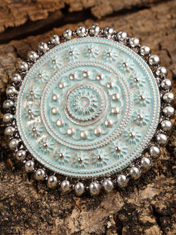 Zaveri Pearls - Antique Silver Tone Adjustable Finger Ring