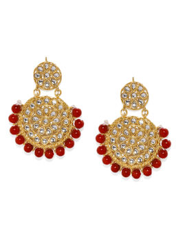 Zaveri Pearls - Gold Tone Traditional Kundan & Red Beads Dangle Earring