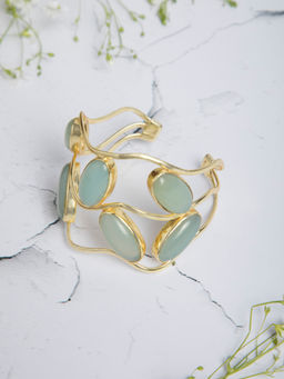 Indya - Gold Stone Wave Cuff Bracelet