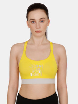 Zivame - Zelocity Nouveau Stretch Sports Bra - Cyber Yellow