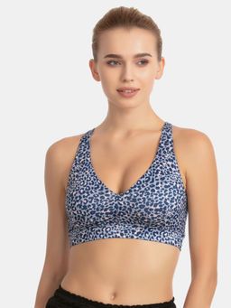 Zivame - Zelocity Animal Print Sports Bra With Removable Padding - Multi-Color