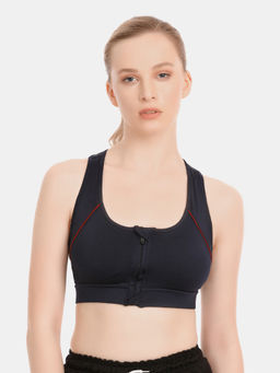 Zivame - Zelocity Color Block Sports Bra with Removable Padding - Blue