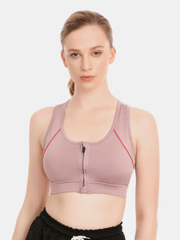 Zivame - Zelocity Color Block Sports Bra with Removable Padding - Purple