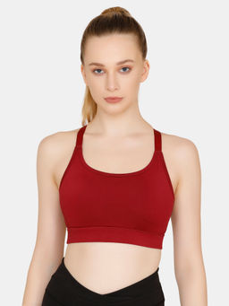 Zivame - Zelocity Medium Impact Sports Bra With Removable Padding - Red