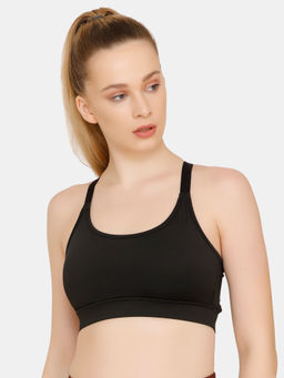 Zivame - Zelocity Medium Impact Sports Bra With Removable Padding - Black