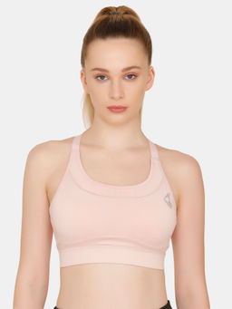 Zivame - Zelocity Medium Impact Sports Bra With Removable Padding - Skin