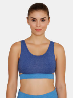 Zivame - Zelocity Medium Impact Sports Bra With Removable Padding - Blue
