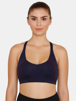 Zivame - Zelocity Medium Impact Sports Bra With Removable Padding - Navy