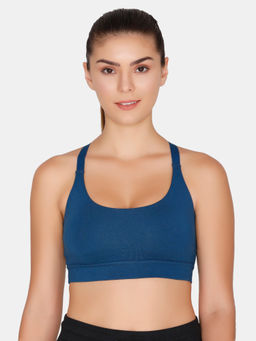 Zivame - Zelocity Medium Impact Sports Bra With Removable Padding - Blue