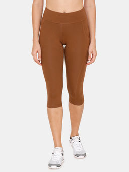 Zivame - Zelocity Mid Rise Skin Fit Capri - Brown