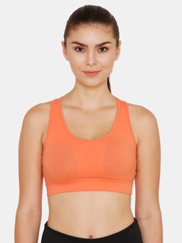 Zivame - Zelocity Medium Impact Sports Bra With Removable Padding - Orange
